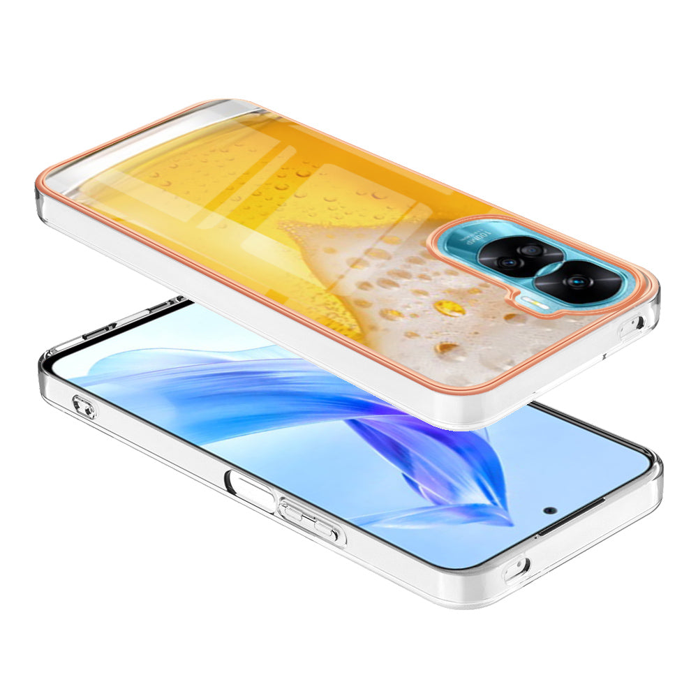 YB IMD Series-19 Style D For Honor 90 Lite 5G Anti-scratch Electroplating 2.0mm TPU Phone Case IMD Pattern Cover