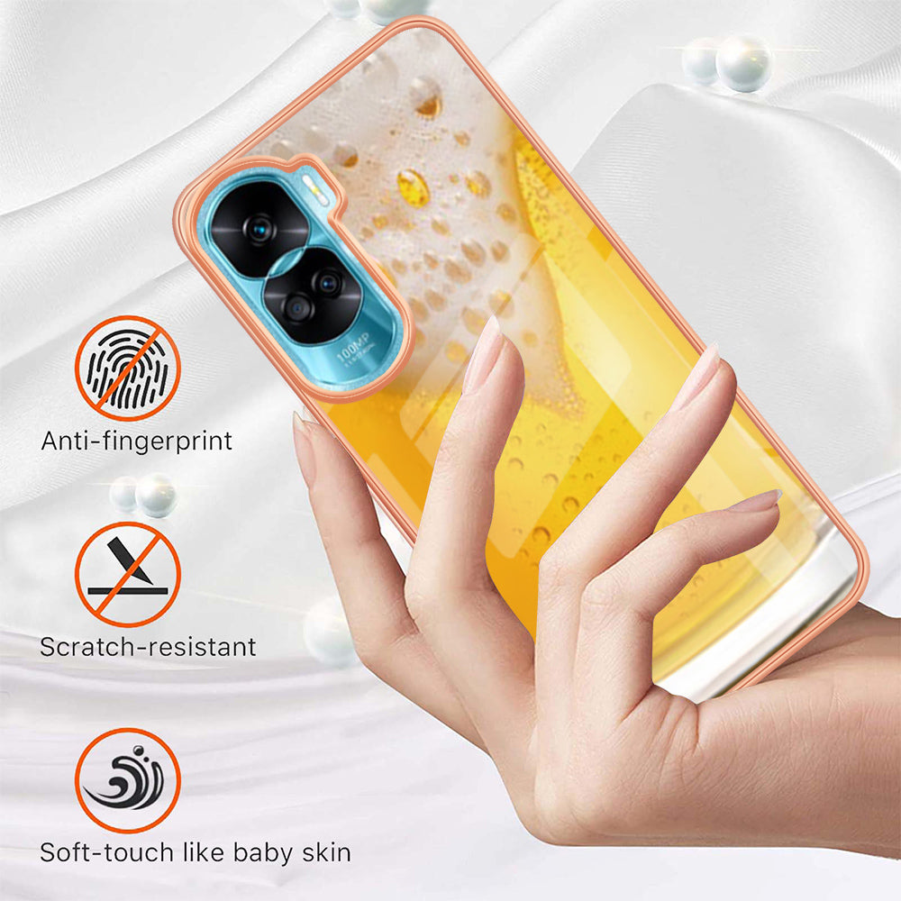 YB IMD Series-19 Style D For Honor 90 Lite 5G Anti-scratch Electroplating 2.0mm TPU Phone Case IMD Pattern Cover
