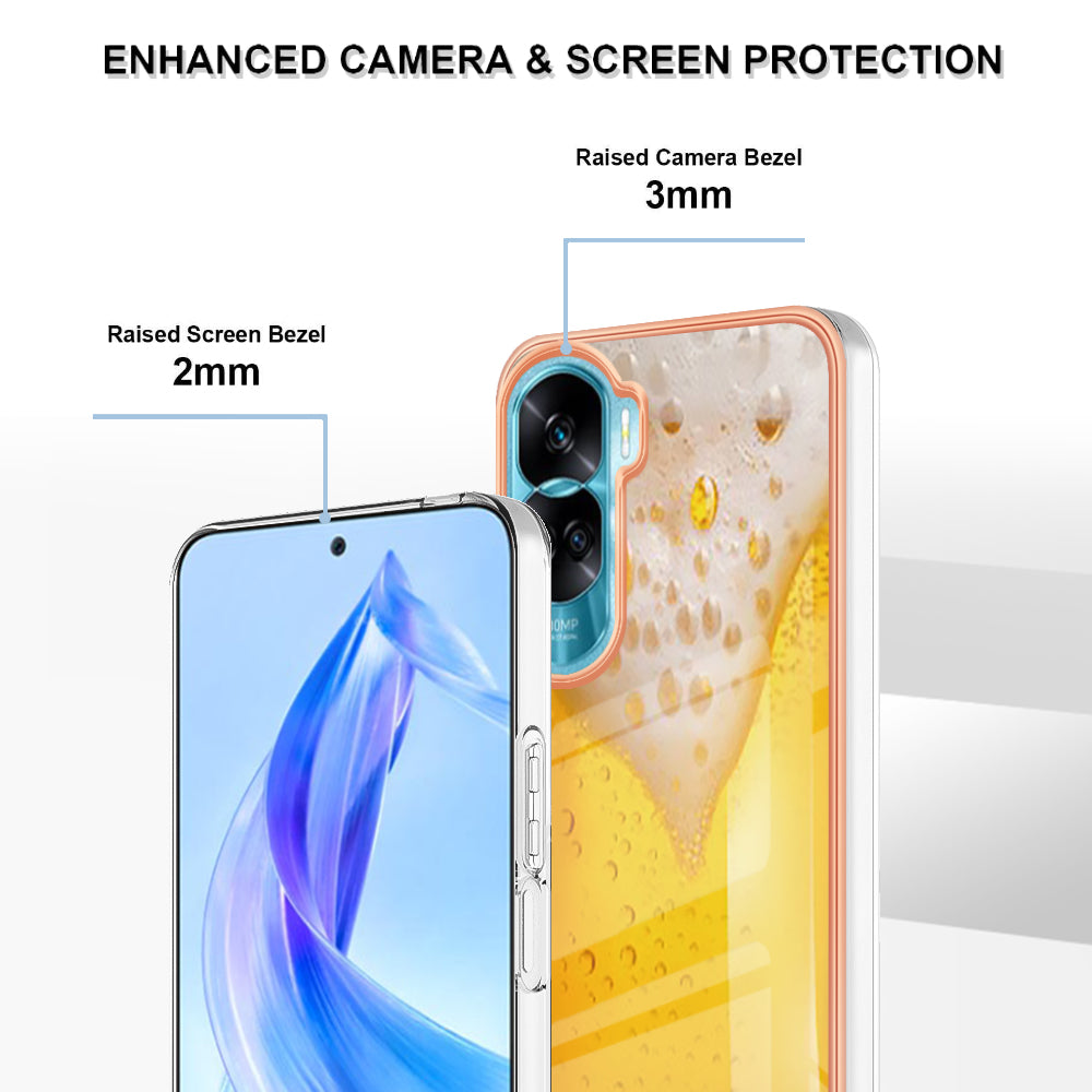 YB IMD Series-19 Style D For Honor 90 Lite 5G Anti-scratch Electroplating 2.0mm TPU Phone Case IMD Pattern Cover