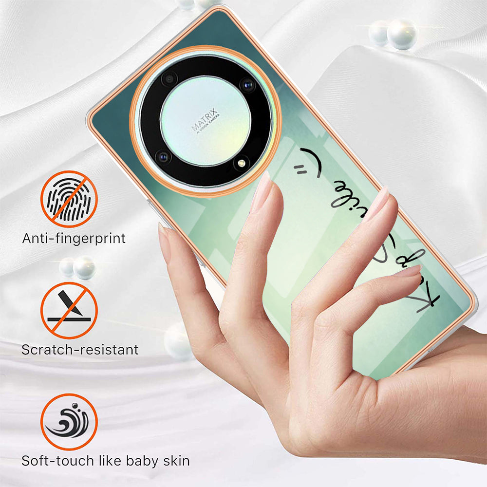 YB IMD Series-19 Style D For Honor X40 5G / X9a 5G / Magic5 Lite 5G IMD Pattern Anti-drop Cover 2.0mm TPU Electroplating Phone Case