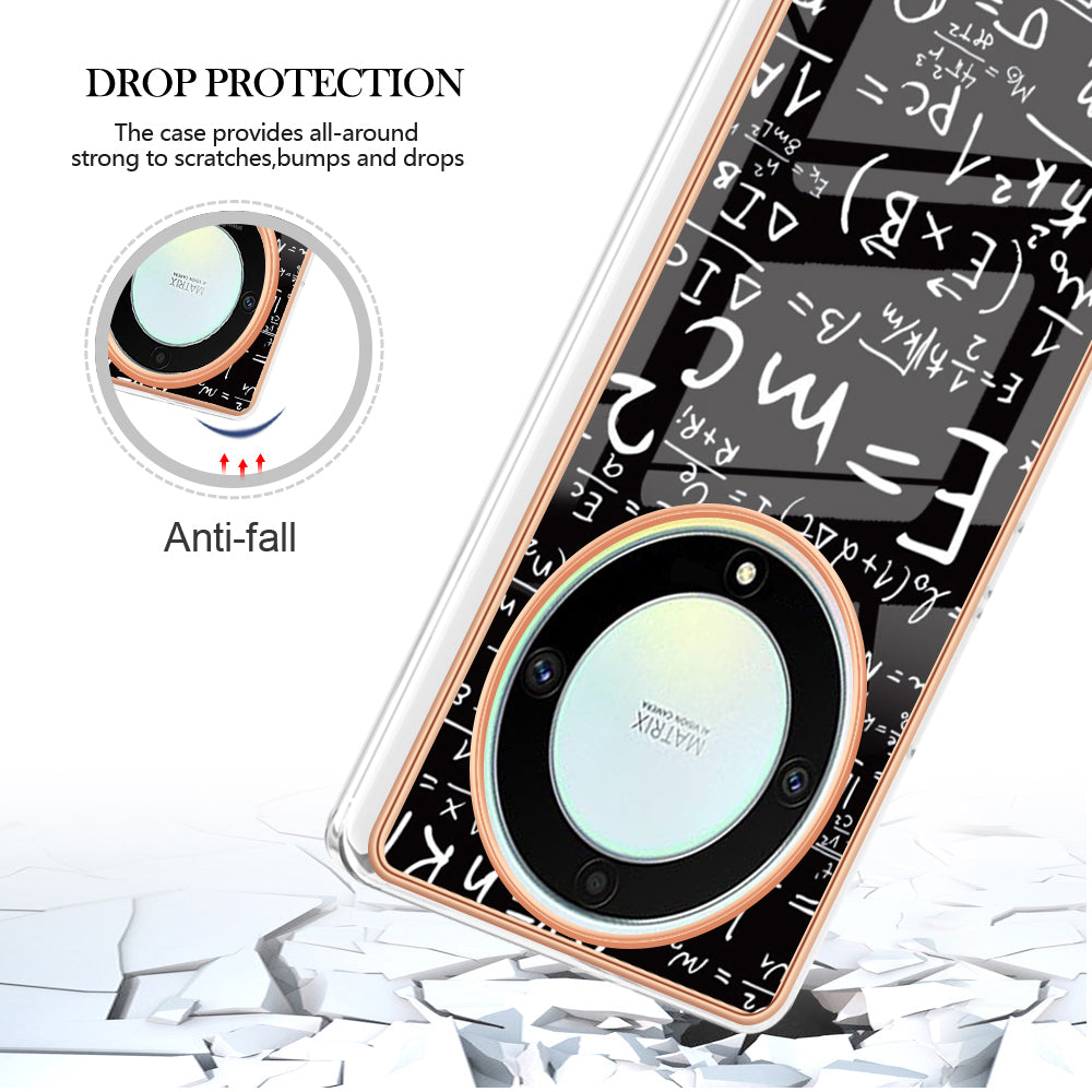 YB IMD Series-19 Style D For Honor X40 5G / X9a 5G / Magic5 Lite 5G IMD Pattern Anti-drop Cover 2.0mm TPU Electroplating Phone Case