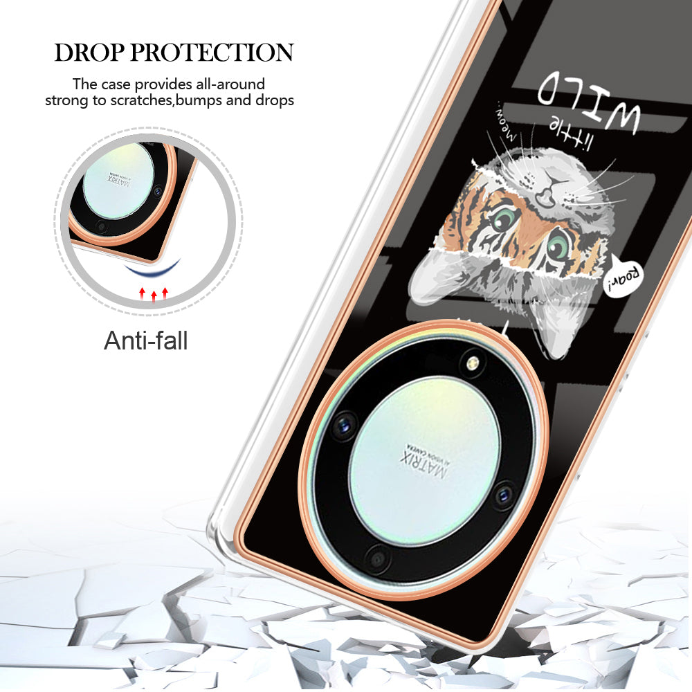 YB IMD Series-19 Style D For Honor X40 5G / X9a 5G / Magic5 Lite 5G IMD Pattern Anti-drop Cover 2.0mm TPU Electroplating Phone Case