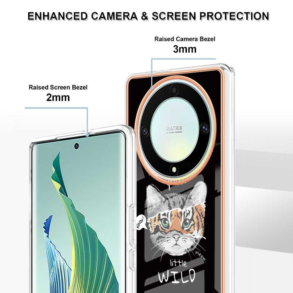 YB IMD Series-19 Style D For Honor X40 5G / X9a 5G / Magic5 Lite 5G IMD Pattern Anti-drop Cover 2.0mm TPU Electroplating Phone Case