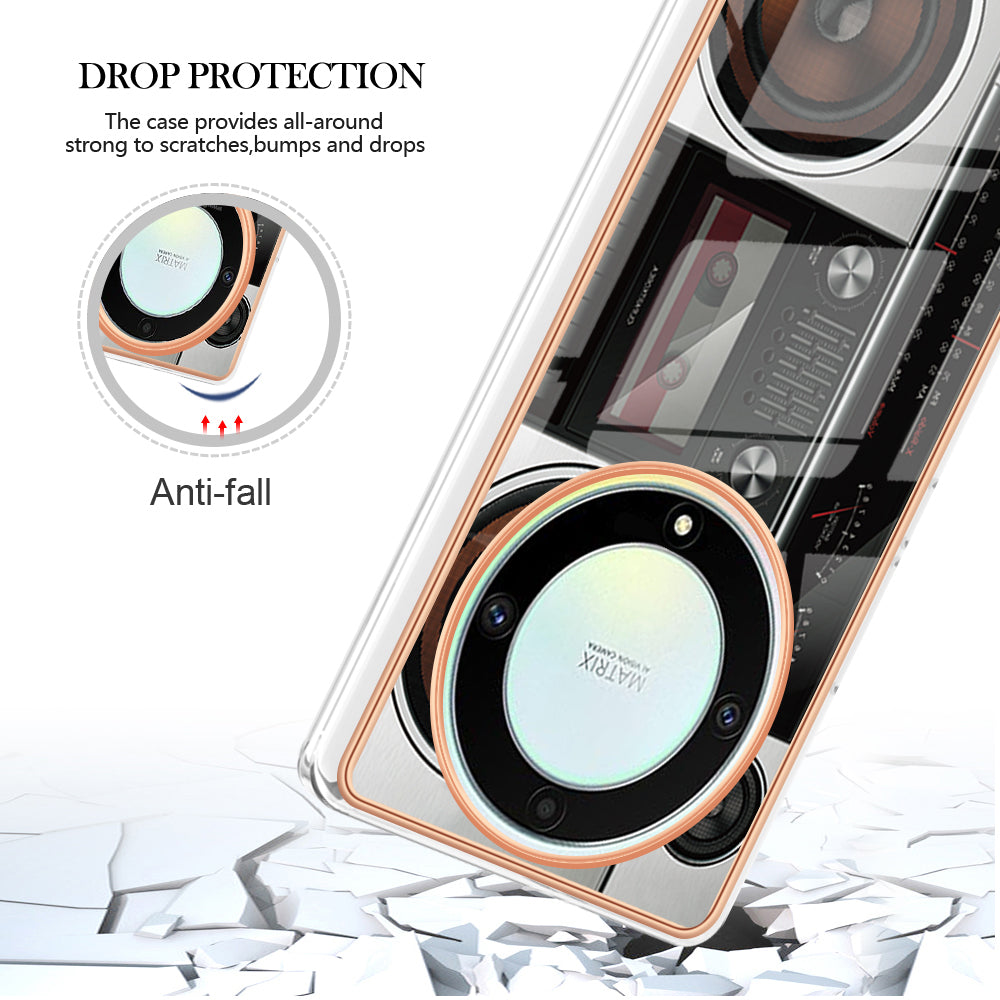 YB IMD Series-19 Style D For Honor X40 5G / X9a 5G / Magic5 Lite 5G IMD Pattern Anti-drop Cover 2.0mm TPU Electroplating Phone Case
