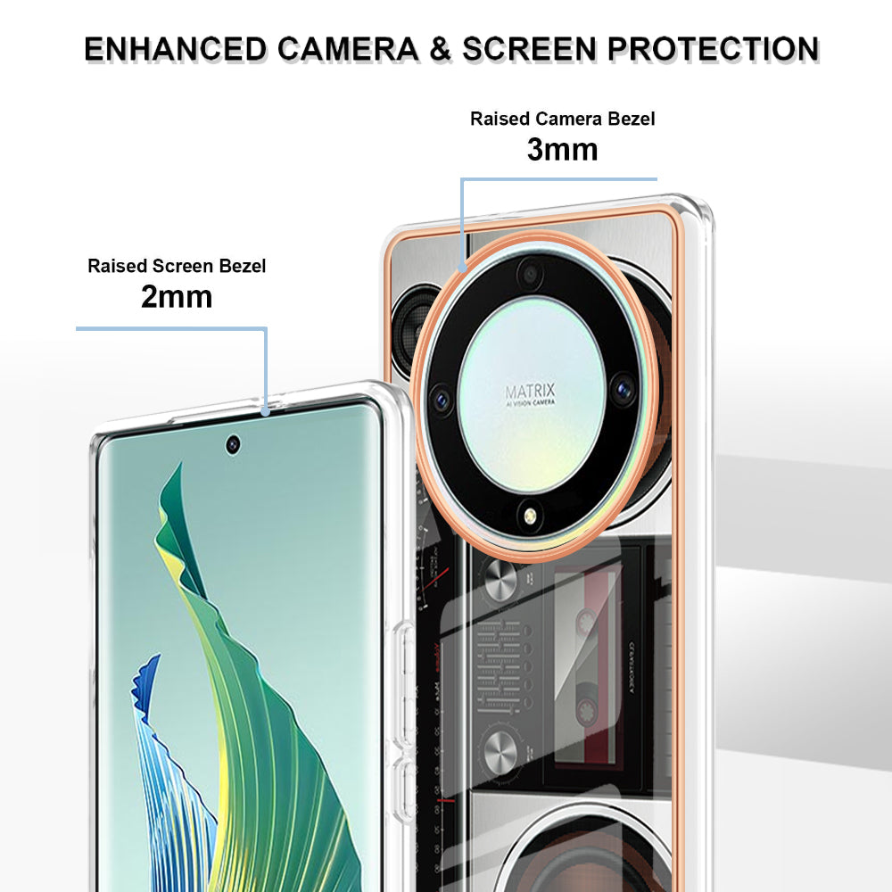 YB IMD Series-19 Style D For Honor X40 5G / X9a 5G / Magic5 Lite 5G IMD Pattern Anti-drop Cover 2.0mm TPU Electroplating Phone Case