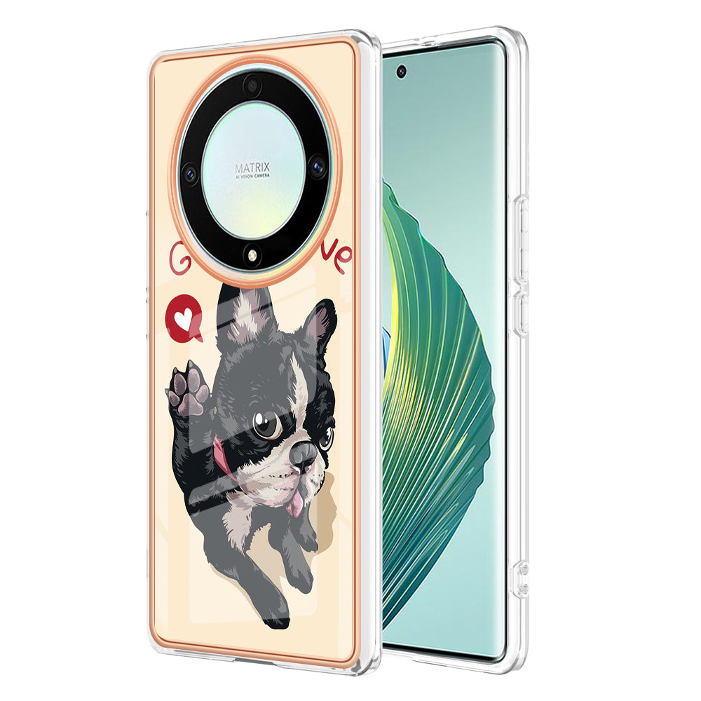 YB IMD Series-19 Style D For Honor X40 5G / X9a 5G / Magic5 Lite 5G IMD Pattern Anti-drop Cover 2.0mm TPU Electroplating Phone Case