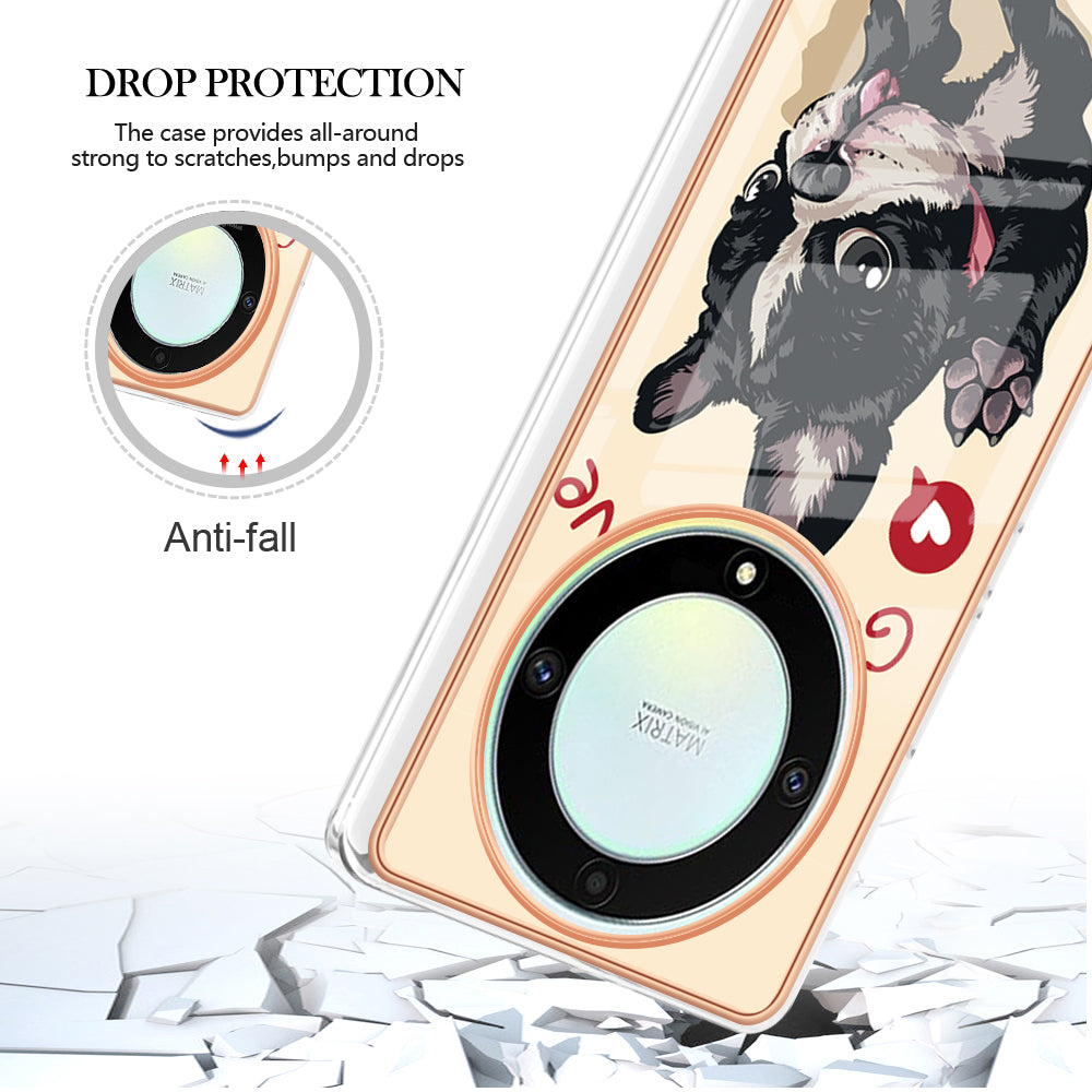 YB IMD Series-19 Style D For Honor X40 5G / X9a 5G / Magic5 Lite 5G IMD Pattern Anti-drop Cover 2.0mm TPU Electroplating Phone Case