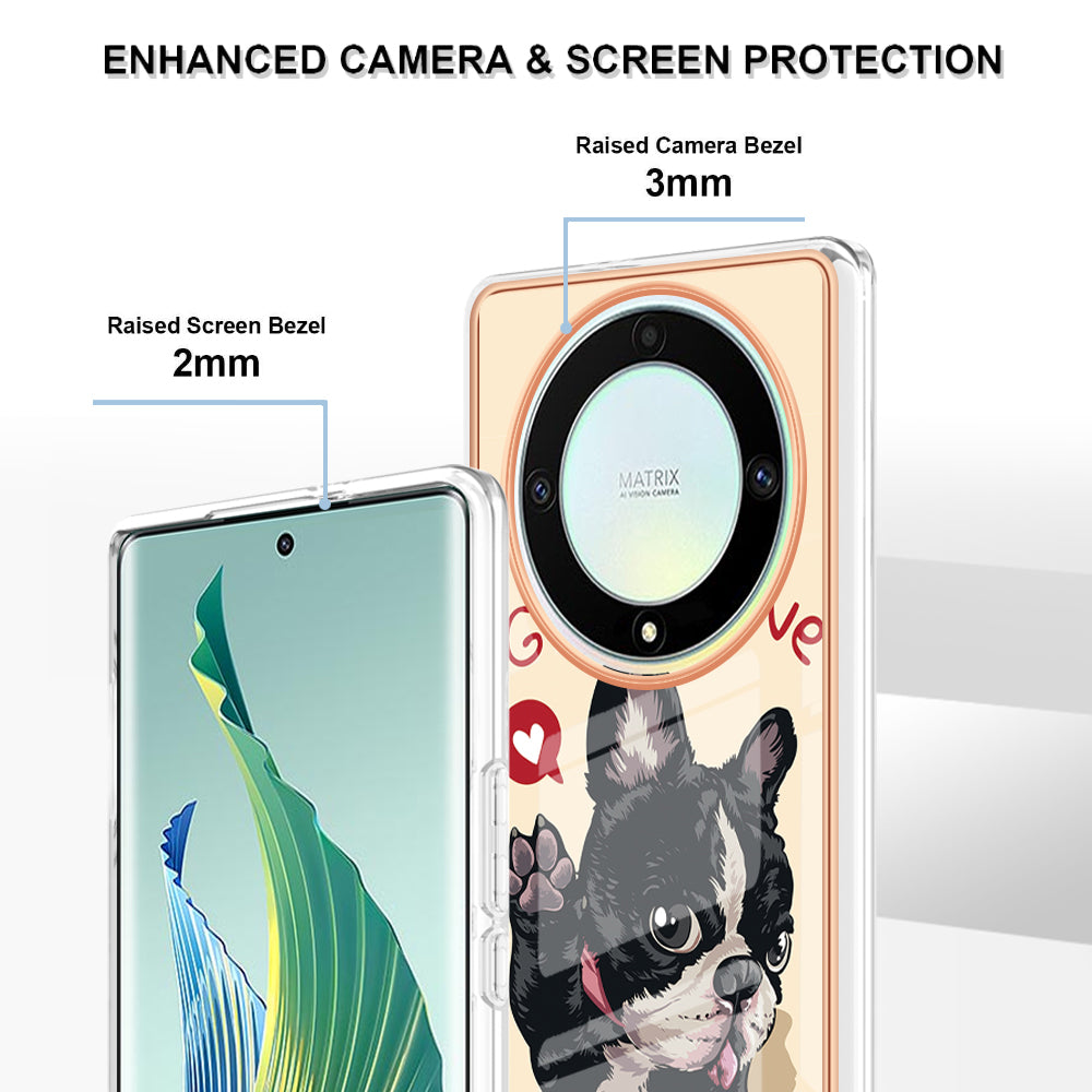 YB IMD Series-19 Style D For Honor X40 5G / X9a 5G / Magic5 Lite 5G IMD Pattern Anti-drop Cover 2.0mm TPU Electroplating Phone Case