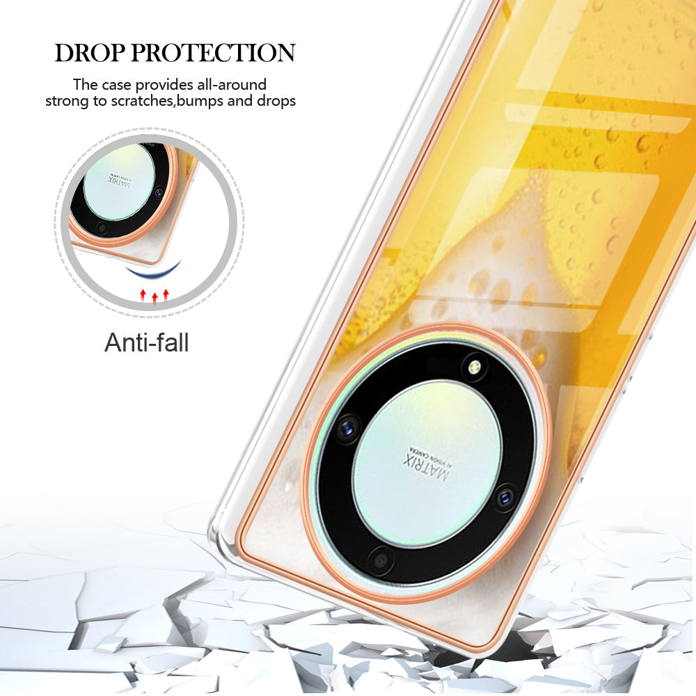 YB IMD Series-19 Style D For Honor X40 5G / X9a 5G / Magic5 Lite 5G IMD Pattern Anti-drop Cover 2.0mm TPU Electroplating Phone Case