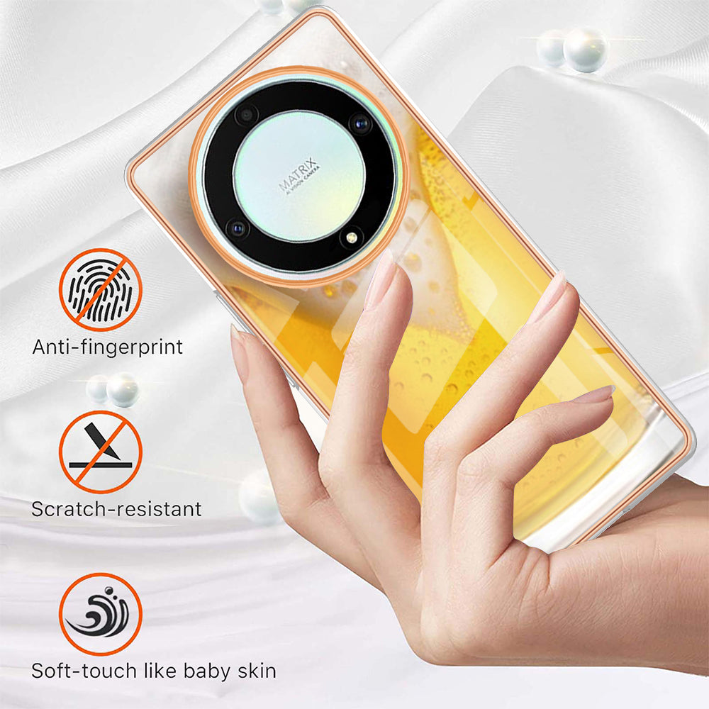 YB IMD Series-19 Style D For Honor X40 5G / X9a 5G / Magic5 Lite 5G IMD Pattern Anti-drop Cover 2.0mm TPU Electroplating Phone Case