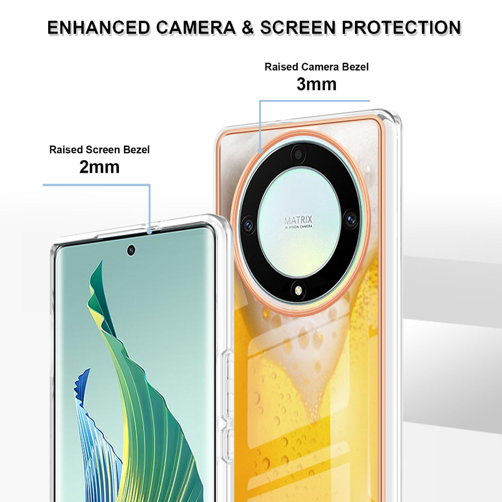 YB IMD Series-19 Style D For Honor X40 5G / X9a 5G / Magic5 Lite 5G IMD Pattern Anti-drop Cover 2.0mm TPU Electroplating Phone Case