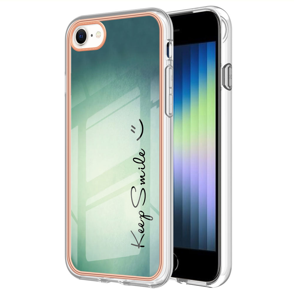 YB IMD Series-19 Style D for iPhone 7 / 8 / SE (2020) / SE (2022) IMD Phone Case Electroplating Pattern Printing 2.0mm TPU Cover