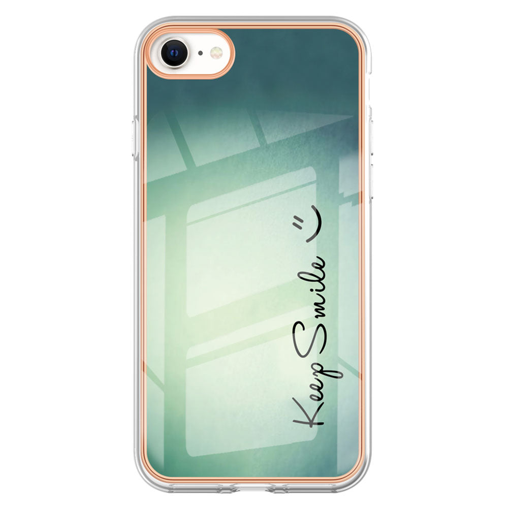 YB IMD Series-19 Style D for iPhone 7 / 8 / SE (2020) / SE (2022) IMD Phone Case Electroplating Pattern Printing 2.0mm TPU Cover