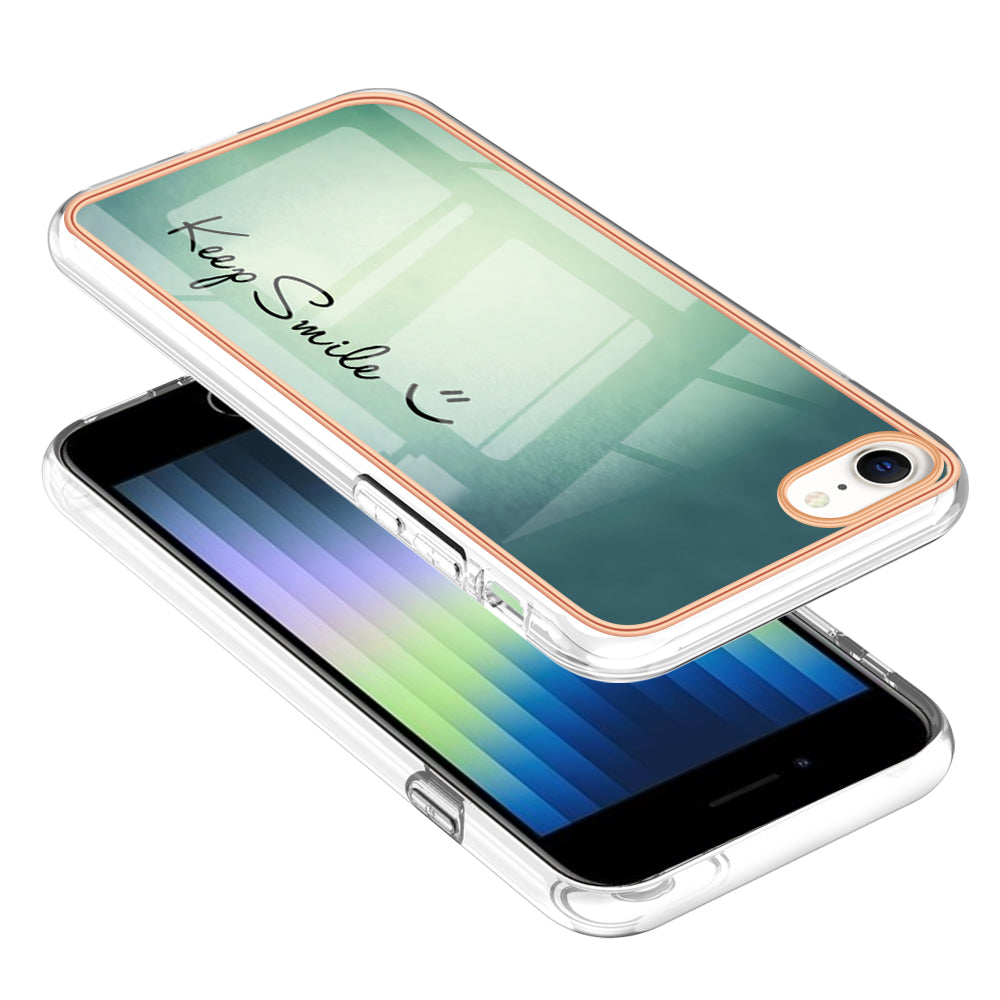YB IMD Series-19 Style D for iPhone 7 / 8 / SE (2020) / SE (2022) IMD Phone Case Electroplating Pattern Printing 2.0mm TPU Cover
