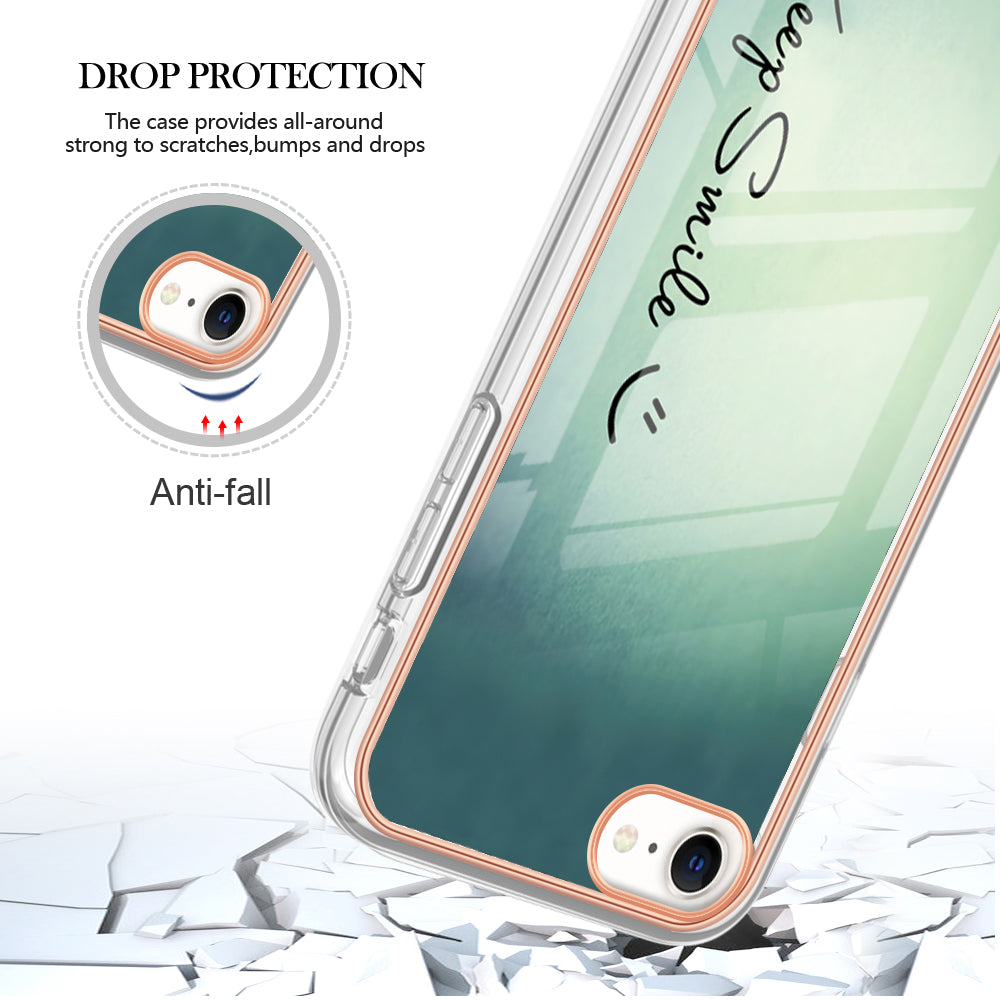 YB IMD Series-19 Style D for iPhone 7 / 8 / SE (2020) / SE (2022) IMD Phone Case Electroplating Pattern Printing 2.0mm TPU Cover