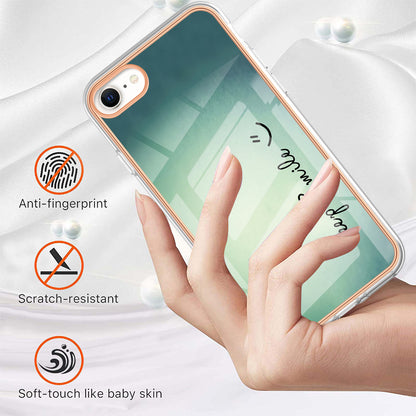 YB IMD Series-19 Style D for iPhone 7 / 8 / SE (2020) / SE (2022) IMD Phone Case Electroplating Pattern Printing 2.0mm TPU Cover