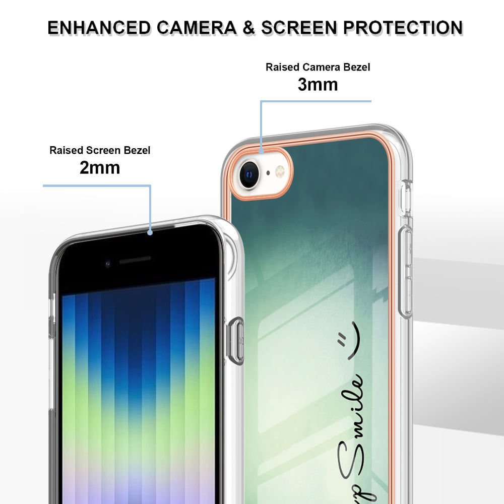 YB IMD Series-19 Style D for iPhone 7 / 8 / SE (2020) / SE (2022) IMD Phone Case Electroplating Pattern Printing 2.0mm TPU Cover
