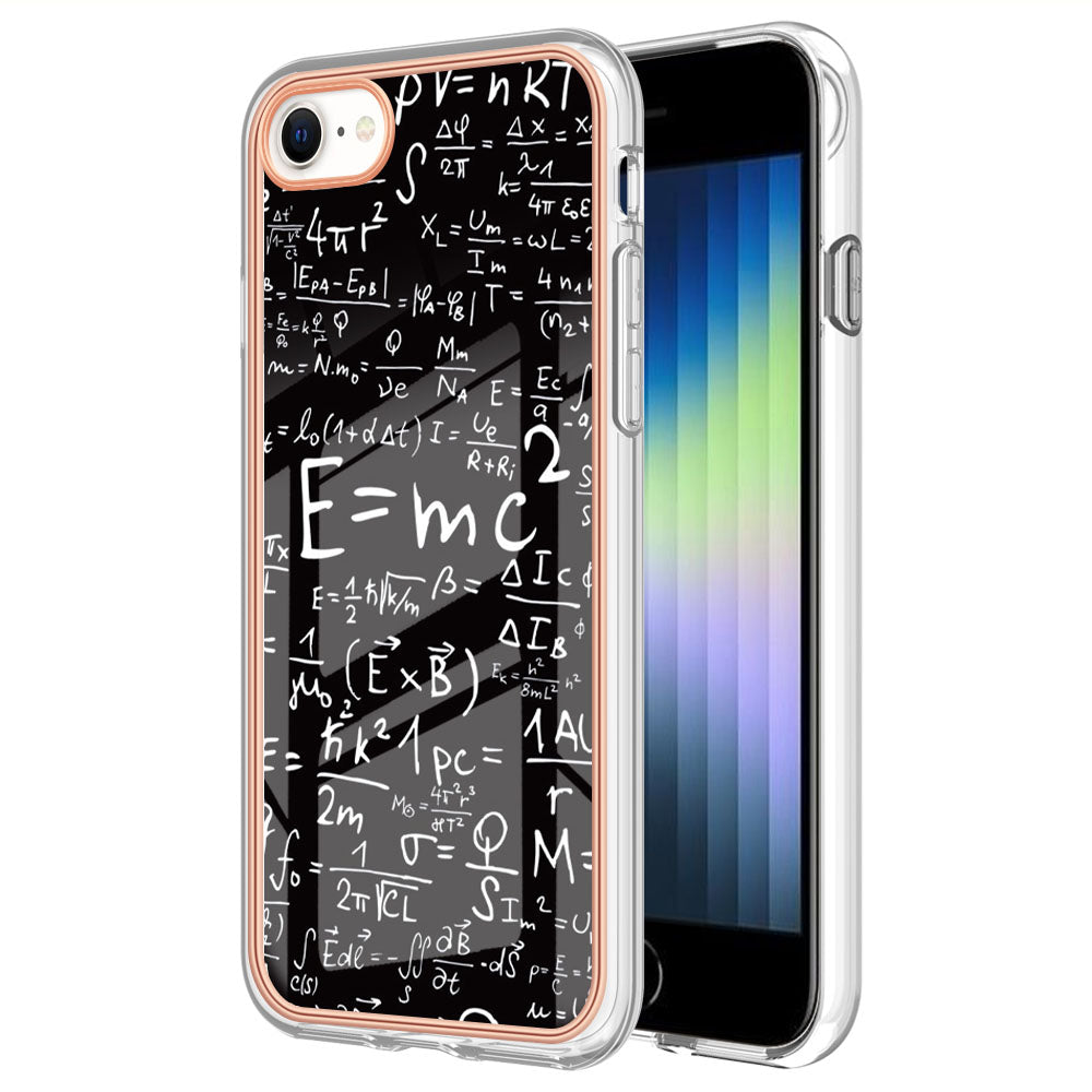 YB IMD Series-19 Style D for iPhone 7 / 8 / SE (2020) / SE (2022) IMD Phone Case Electroplating Pattern Printing 2.0mm TPU Cover