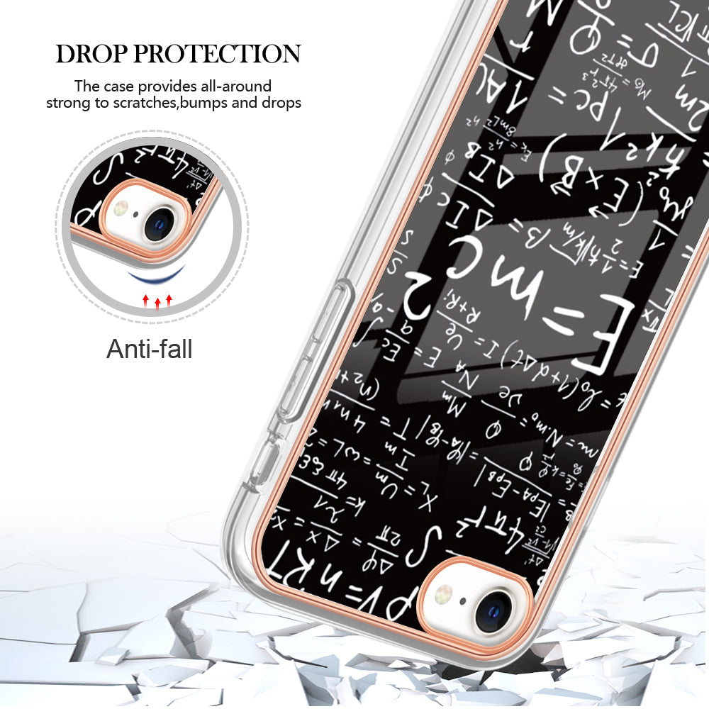 YB IMD Series-19 Style D for iPhone 7 / 8 / SE (2020) / SE (2022) IMD Phone Case Electroplating Pattern Printing 2.0mm TPU Cover