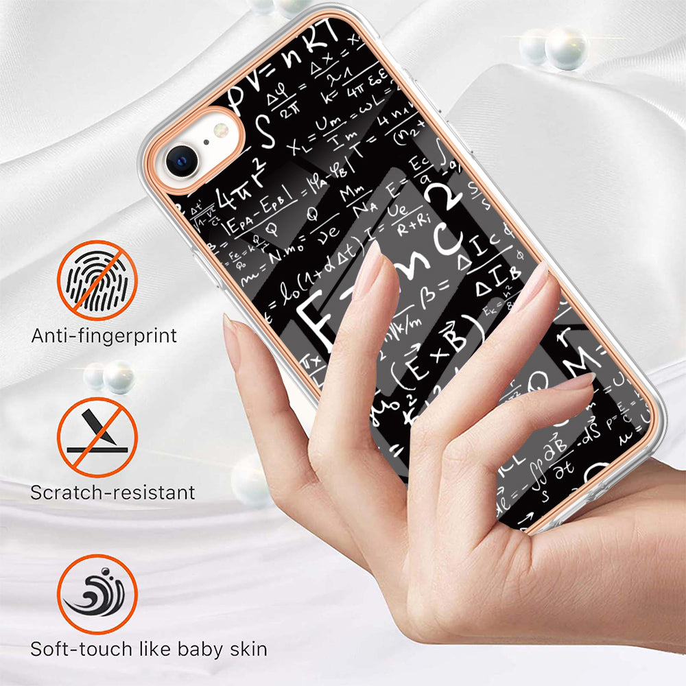 YB IMD Series-19 Style D for iPhone 7 / 8 / SE (2020) / SE (2022) IMD Phone Case Electroplating Pattern Printing 2.0mm TPU Cover