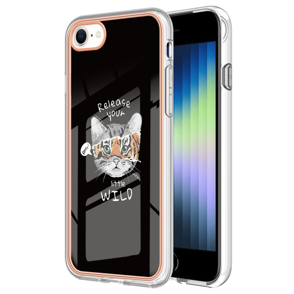 YB IMD Series-19 Style D for iPhone 7 / 8 / SE (2020) / SE (2022) IMD Phone Case Electroplating Pattern Printing 2.0mm TPU Cover