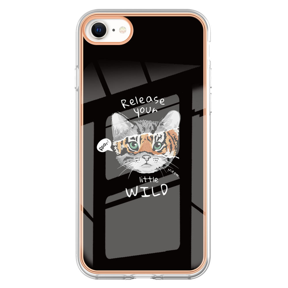 YB IMD Series-19 Style D for iPhone 7 / 8 / SE (2020) / SE (2022) IMD Phone Case Electroplating Pattern Printing 2.0mm TPU Cover