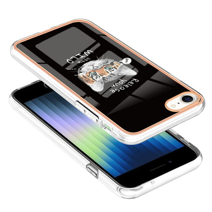 YB IMD Series-19 Style D for iPhone 7 / 8 / SE (2020) / SE (2022) IMD Phone Case Electroplating Pattern Printing 2.0mm TPU Cover