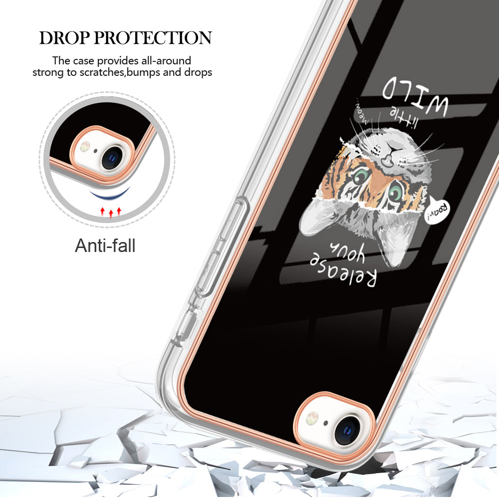 YB IMD Series-19 Style D for iPhone 7 / 8 / SE (2020) / SE (2022) IMD Phone Case Electroplating Pattern Printing 2.0mm TPU Cover