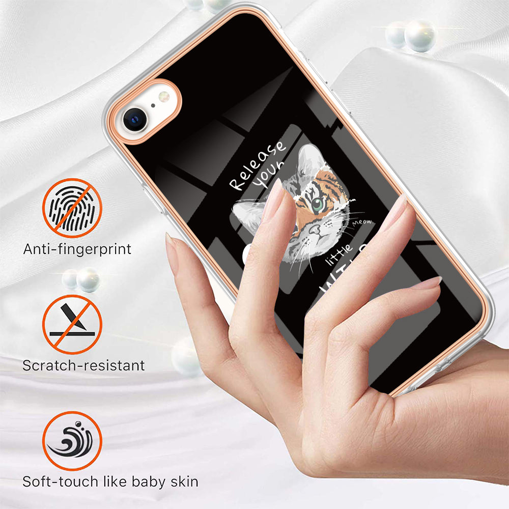 YB IMD Series-19 Style D for iPhone 7 / 8 / SE (2020) / SE (2022) IMD Phone Case Electroplating Pattern Printing 2.0mm TPU Cover