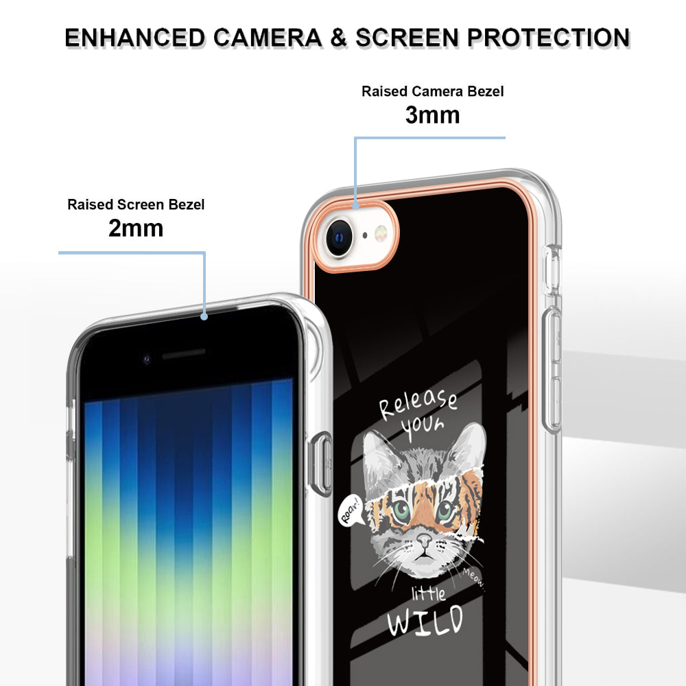 YB IMD Series-19 Style D for iPhone 7 / 8 / SE (2020) / SE (2022) IMD Phone Case Electroplating Pattern Printing 2.0mm TPU Cover
