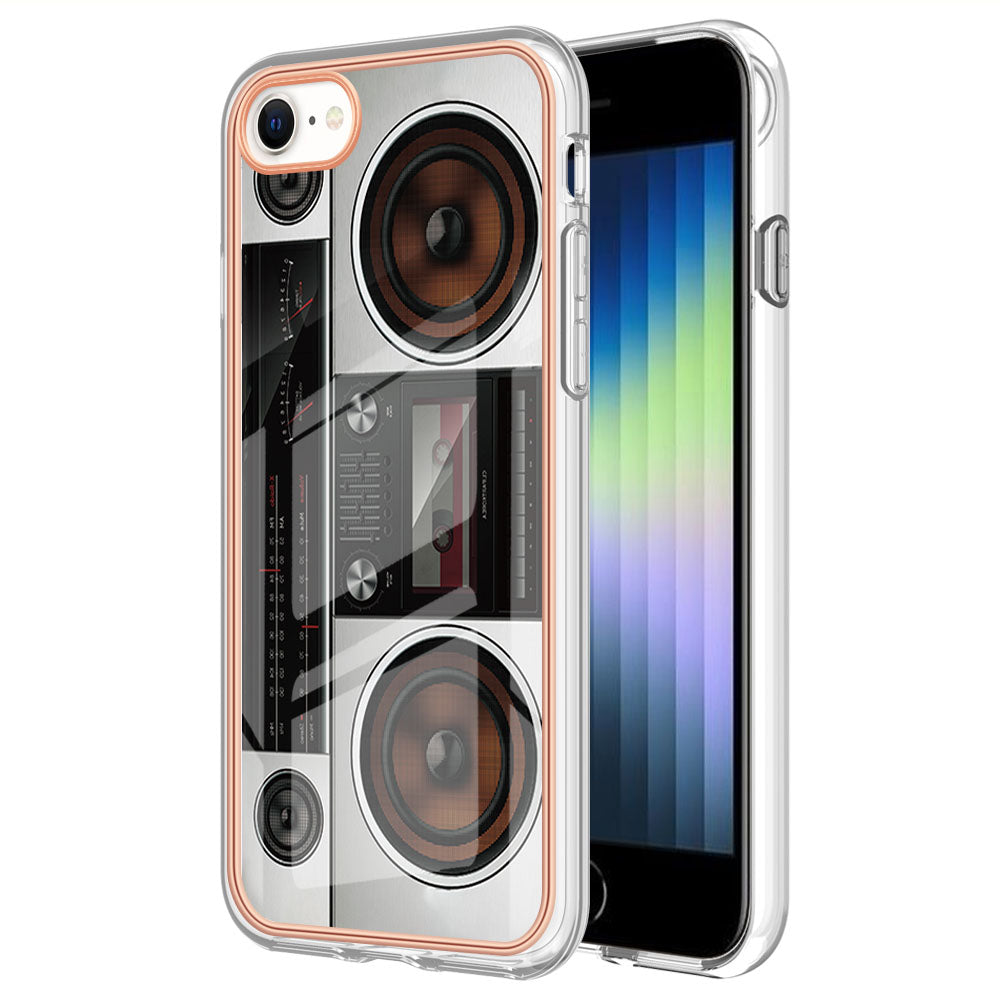 YB IMD Series-19 Style D for iPhone 7 / 8 / SE (2020) / SE (2022) IMD Phone Case Electroplating Pattern Printing 2.0mm TPU Cover