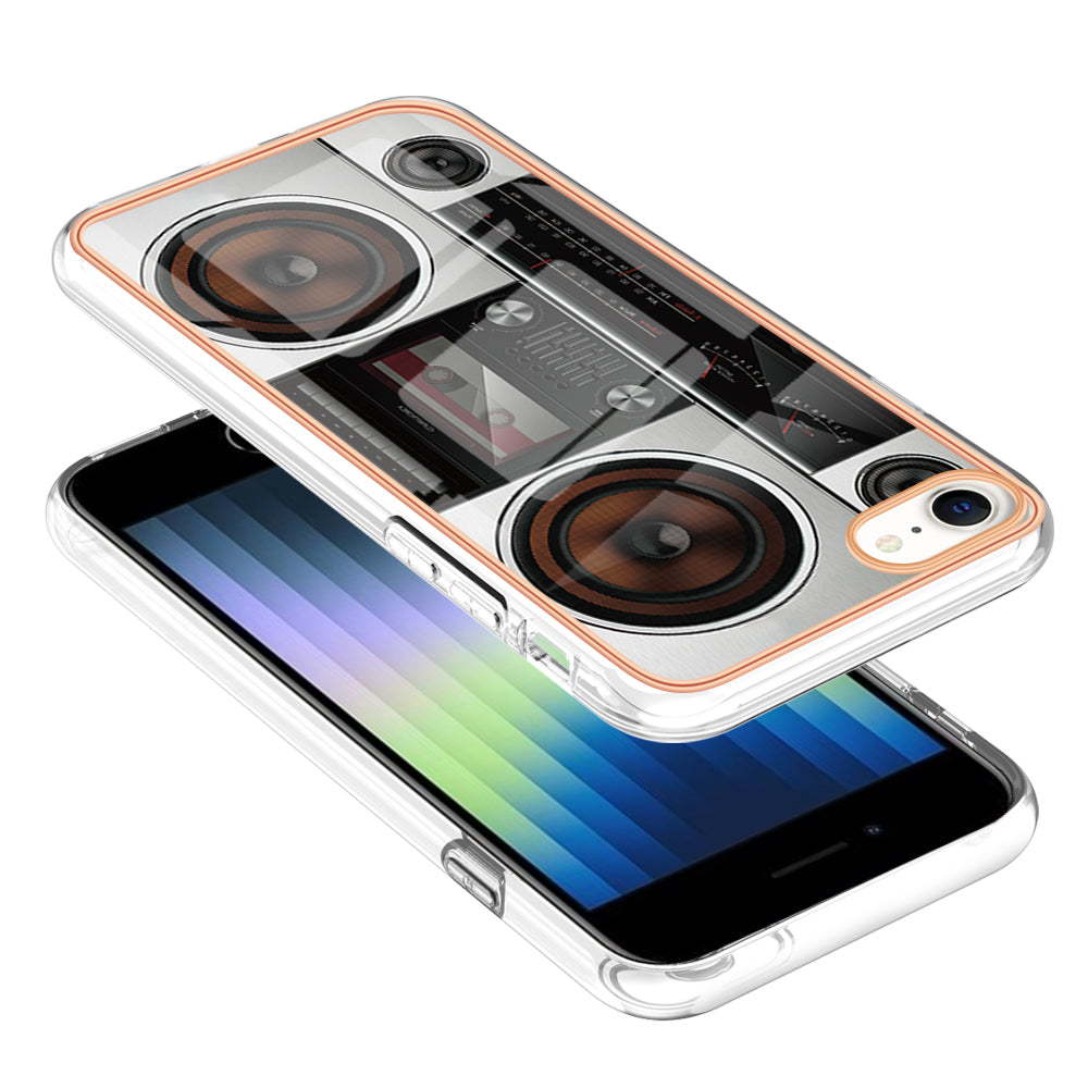 YB IMD Series-19 Style D for iPhone 7 / 8 / SE (2020) / SE (2022) IMD Phone Case Electroplating Pattern Printing 2.0mm TPU Cover