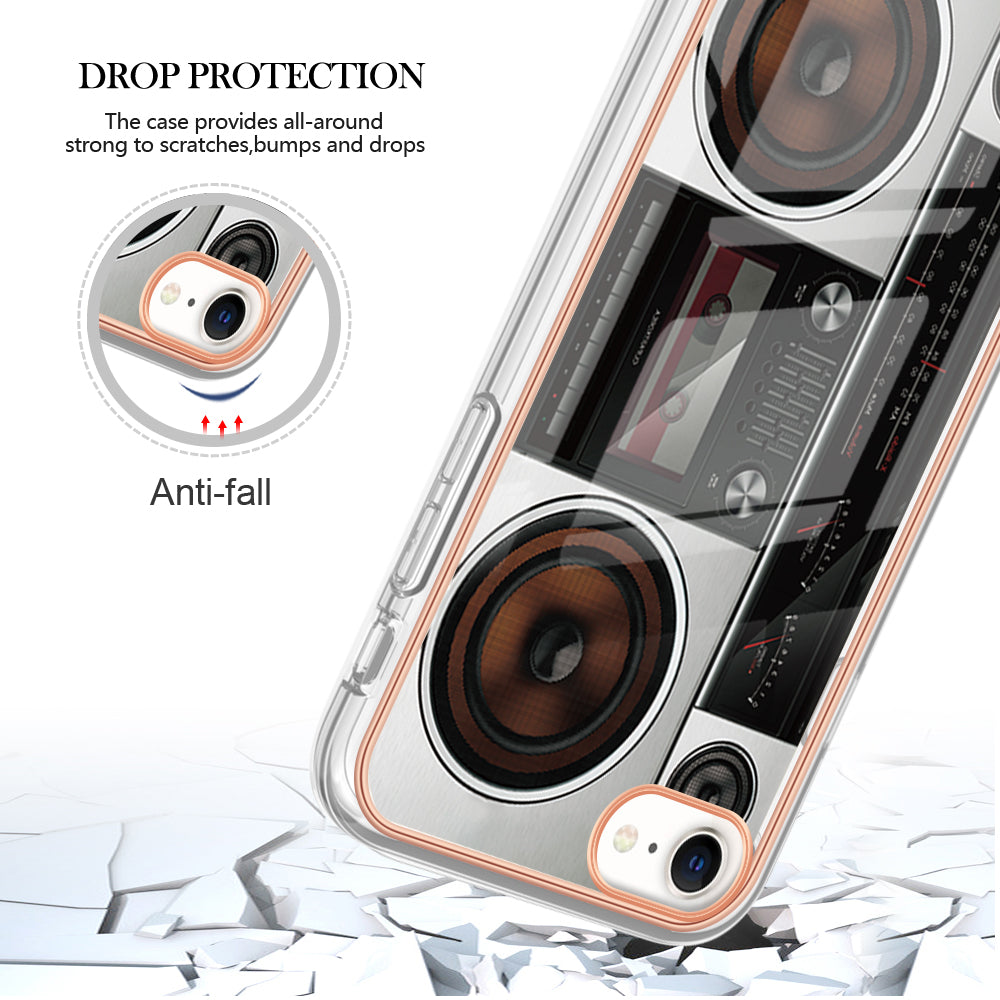 YB IMD Series-19 Style D for iPhone 7 / 8 / SE (2020) / SE (2022) IMD Phone Case Electroplating Pattern Printing 2.0mm TPU Cover