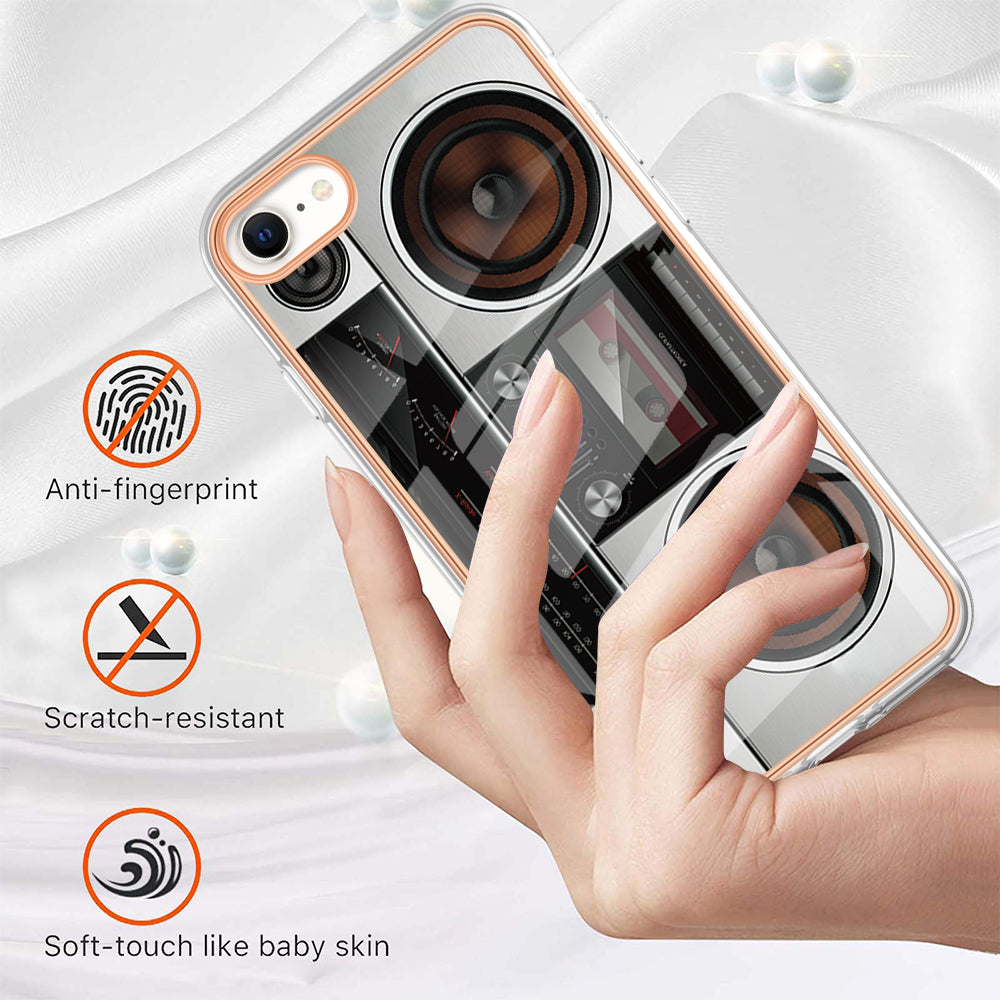 YB IMD Series-19 Style D for iPhone 7 / 8 / SE (2020) / SE (2022) IMD Phone Case Electroplating Pattern Printing 2.0mm TPU Cover