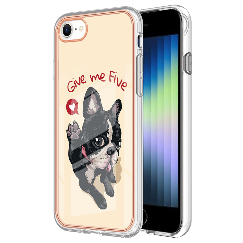 YB IMD Series-19 Style D for iPhone 7 / 8 / SE (2020) / SE (2022) IMD Phone Case Electroplating Pattern Printing 2.0mm TPU Cover
