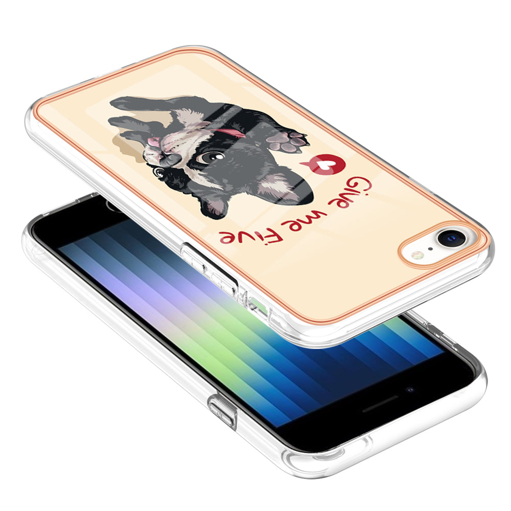 YB IMD Series-19 Style D for iPhone 7 / 8 / SE (2020) / SE (2022) IMD Phone Case Electroplating Pattern Printing 2.0mm TPU Cover