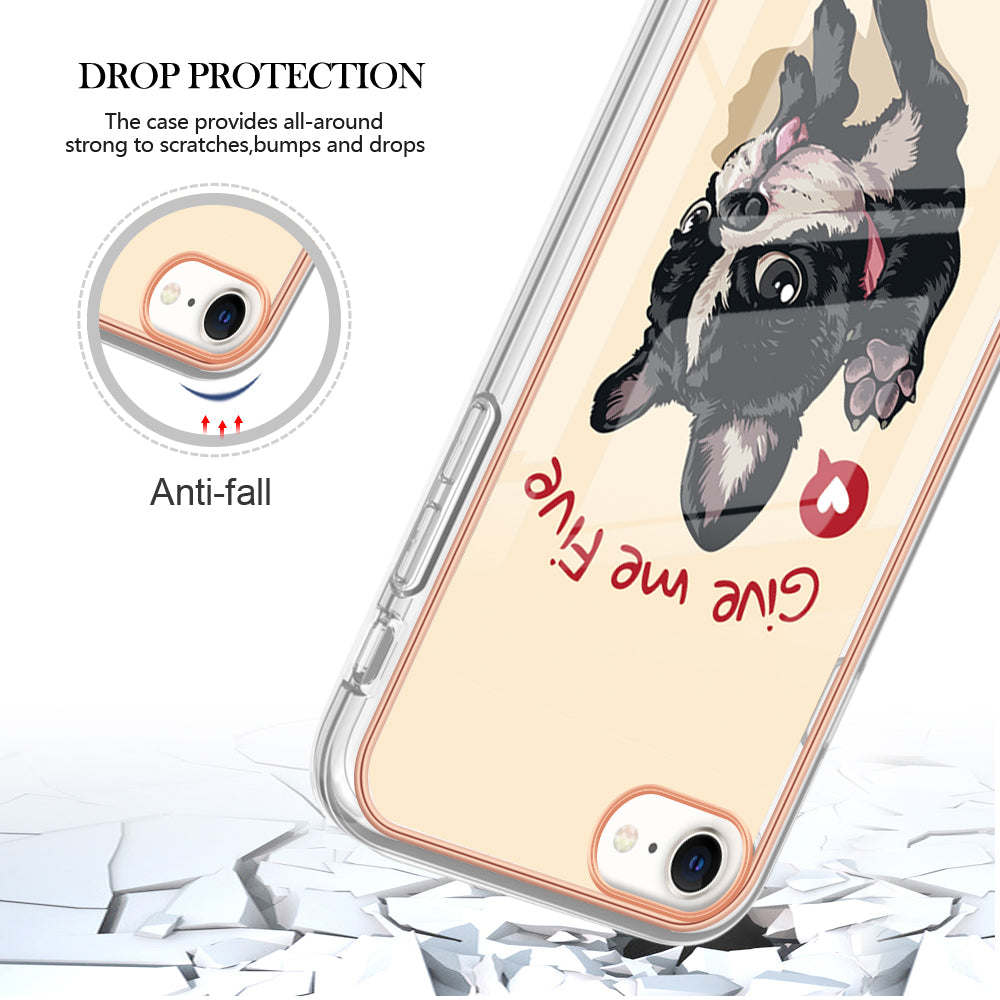 YB IMD Series-19 Style D for iPhone 7 / 8 / SE (2020) / SE (2022) IMD Phone Case Electroplating Pattern Printing 2.0mm TPU Cover