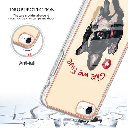 YB IMD Series-19 Style D for iPhone 7 / 8 / SE (2020) / SE (2022) IMD Phone Case Electroplating Pattern Printing 2.0mm TPU Cover