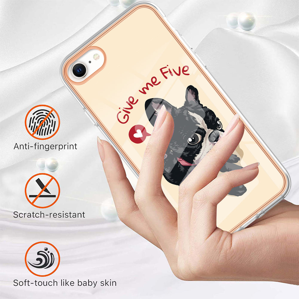 YB IMD Series-19 Style D for iPhone 7 / 8 / SE (2020) / SE (2022) IMD Phone Case Electroplating Pattern Printing 2.0mm TPU Cover