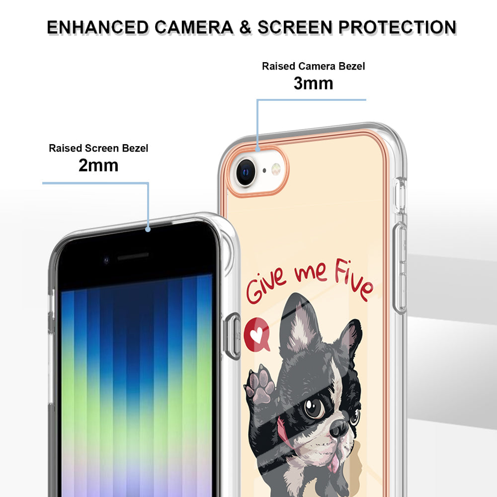 YB IMD Series-19 Style D for iPhone 7 / 8 / SE (2020) / SE (2022) IMD Phone Case Electroplating Pattern Printing 2.0mm TPU Cover