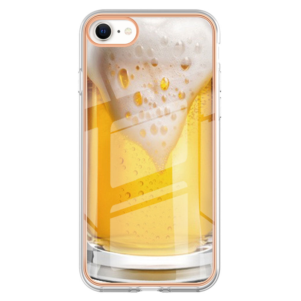 YB IMD Series-19 Style D for iPhone 7 / 8 / SE (2020) / SE (2022) IMD Phone Case Electroplating Pattern Printing 2.0mm TPU Cover