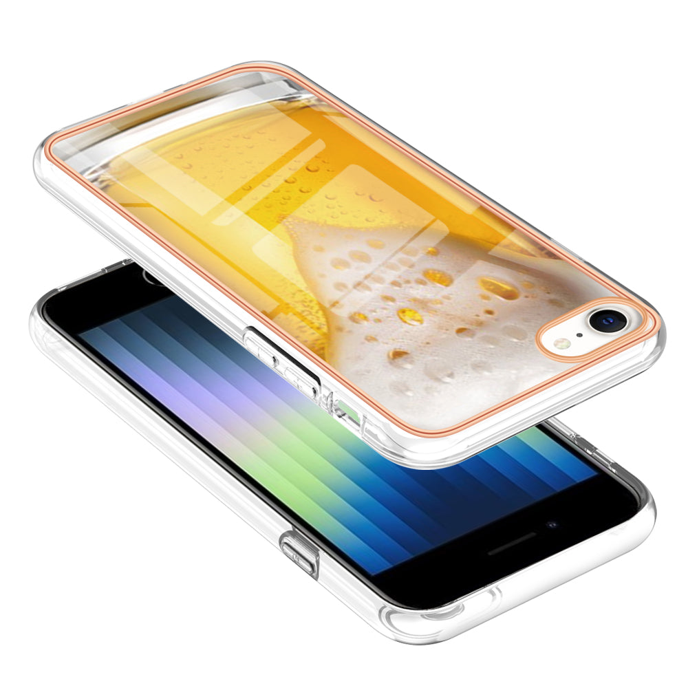 YB IMD Series-19 Style D for iPhone 7 / 8 / SE (2020) / SE (2022) IMD Phone Case Electroplating Pattern Printing 2.0mm TPU Cover