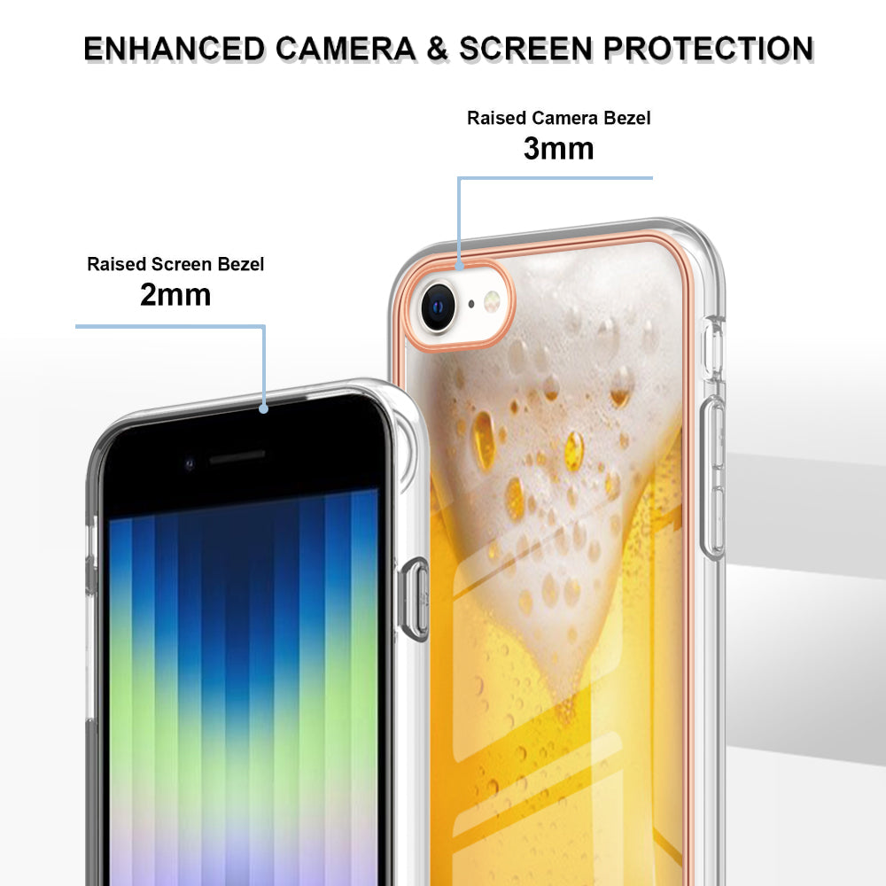 YB IMD Series-19 Style D for iPhone 7 / 8 / SE (2020) / SE (2022) IMD Phone Case Electroplating Pattern Printing 2.0mm TPU Cover