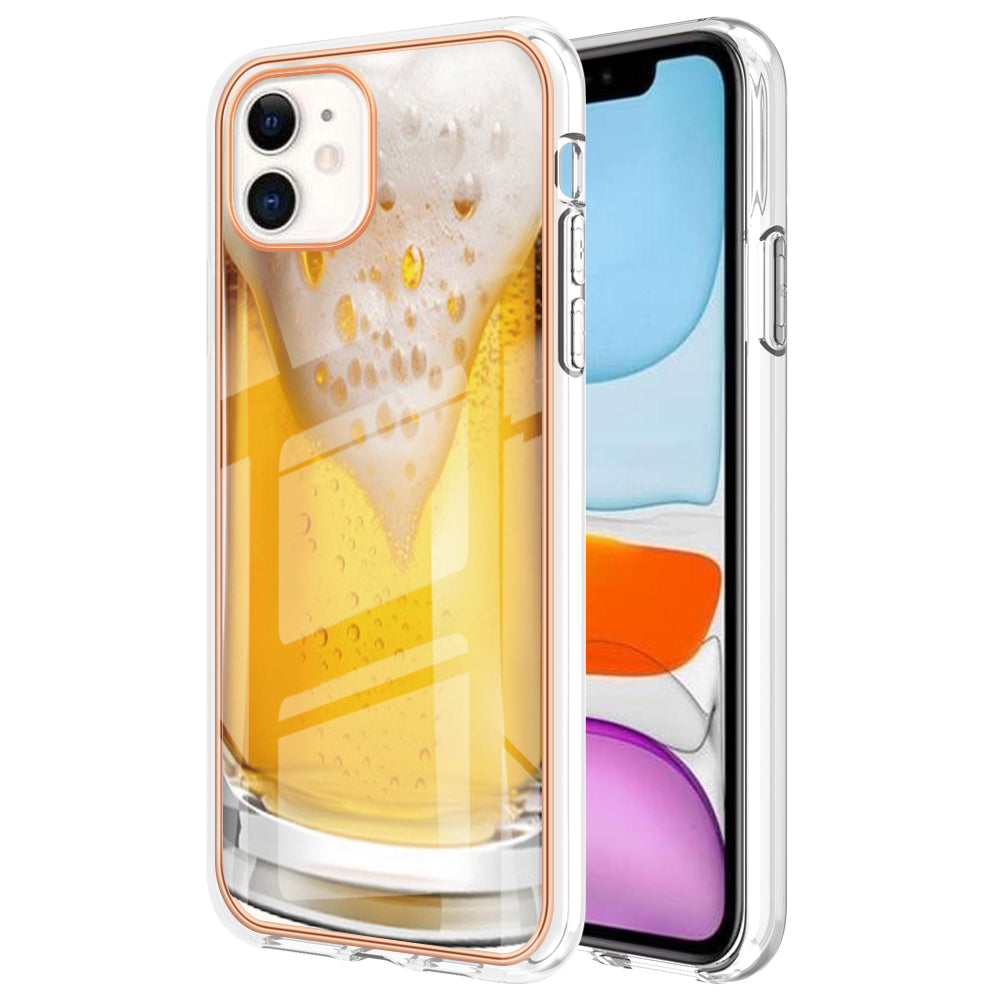 YB IMD Series-19 Style D for iPhone 11 Pattern Printing TPU Case Electroplating 2.0mm IMD Phone Cover