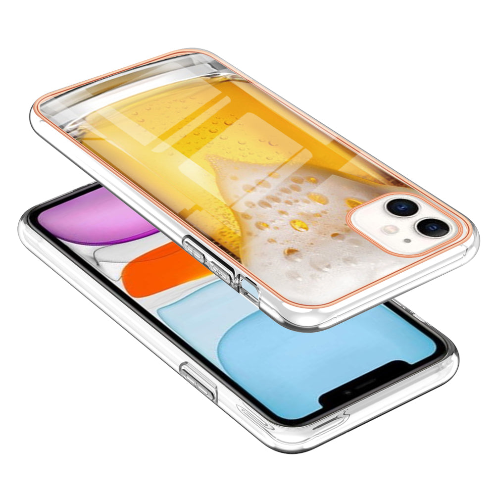 YB IMD Series-19 Style D for iPhone 11 Pattern Printing TPU Case Electroplating 2.0mm IMD Phone Cover