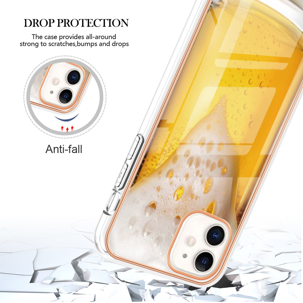 YB IMD Series-19 Style D for iPhone 11 Pattern Printing TPU Case Electroplating 2.0mm IMD Phone Cover