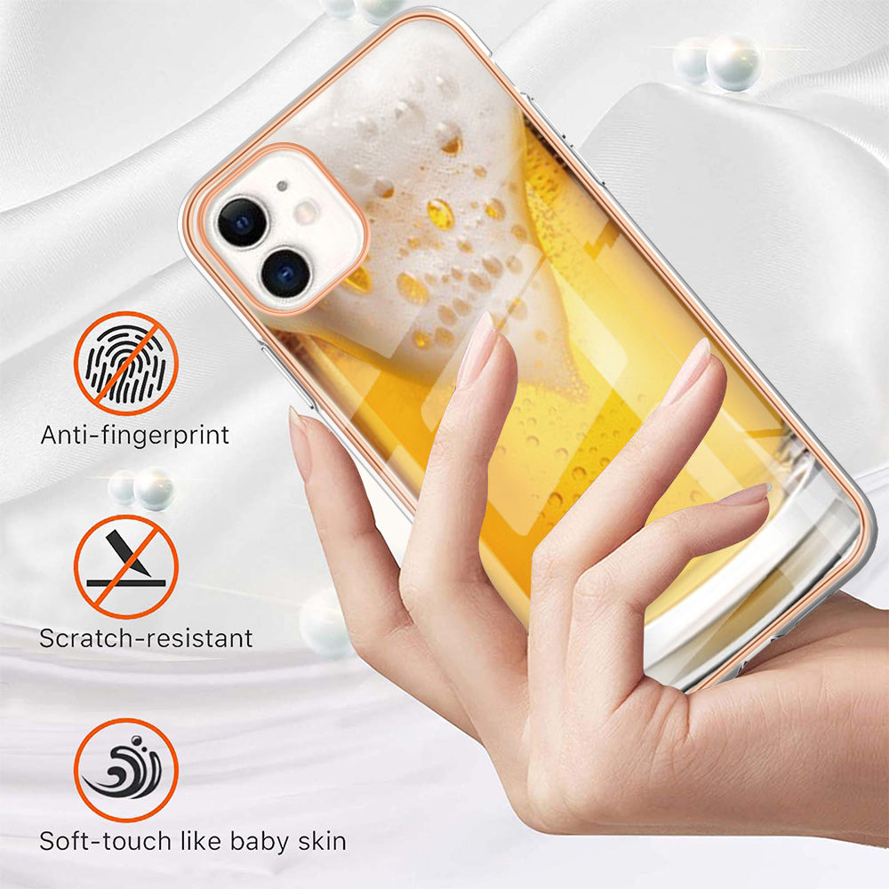 YB IMD Series-19 Style D for iPhone 11 Pattern Printing TPU Case Electroplating 2.0mm IMD Phone Cover