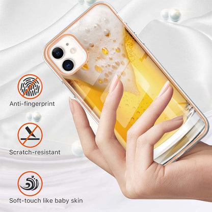 YB IMD Series-19 Style D for iPhone 11 Pattern Printing TPU Case Electroplating 2.0mm IMD Phone Cover