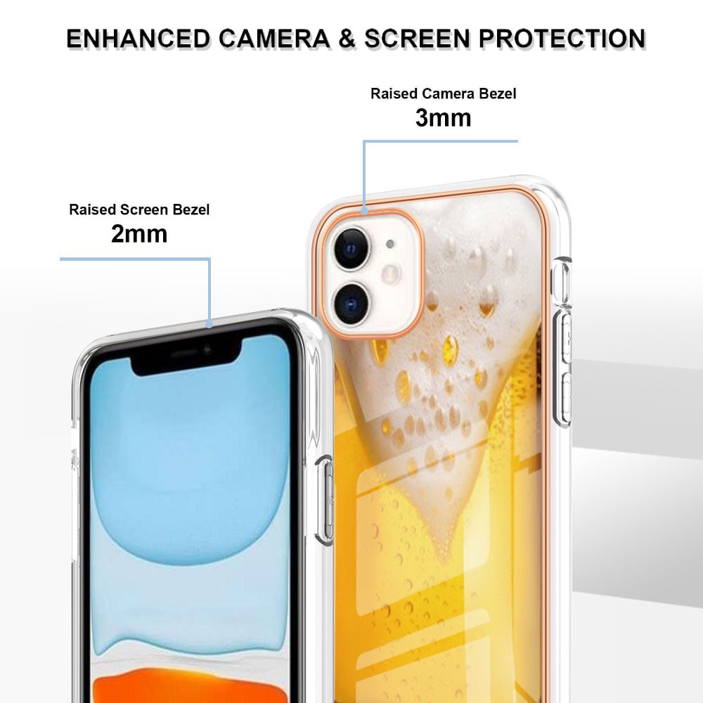 YB IMD Series-19 Style D for iPhone 11 Pattern Printing TPU Case Electroplating 2.0mm IMD Phone Cover