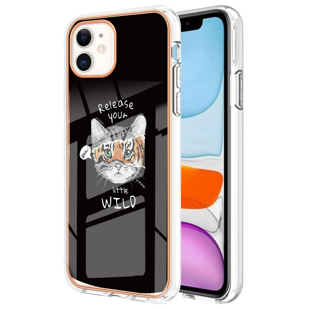 YB IMD Series-19 Style D for iPhone 11 Pattern Printing TPU Case Electroplating 2.0mm IMD Phone Cover